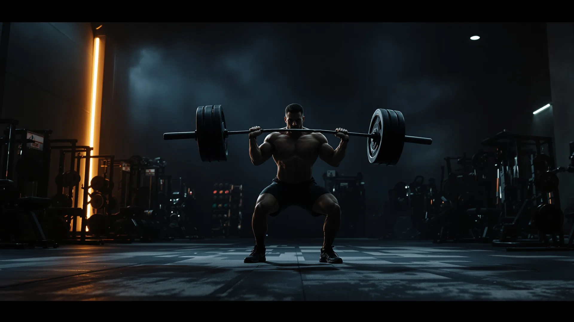Athlete training under low light inside the RockFit gym